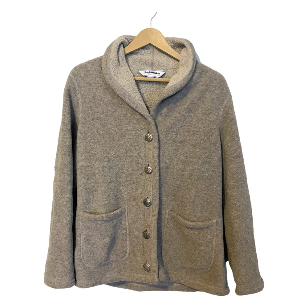 Early Winters Vintage Tan Fleece Collared Button Down Jacket